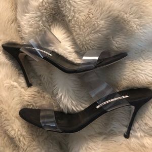 Manolo Blahnik ‘SCOLTO’ black + pvc mules size 39